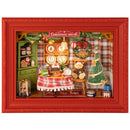 Productfoto van de Robotime Christmas Eve Party, Christmas Eve Party, diorama van een in kerstthema versierde woonkamer met lichtjes