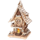 Productfoto van de Robotime Cuckoo Clock Naturel Hout, houten bouwpakket van een koekoeksklok in naturel houtkleur