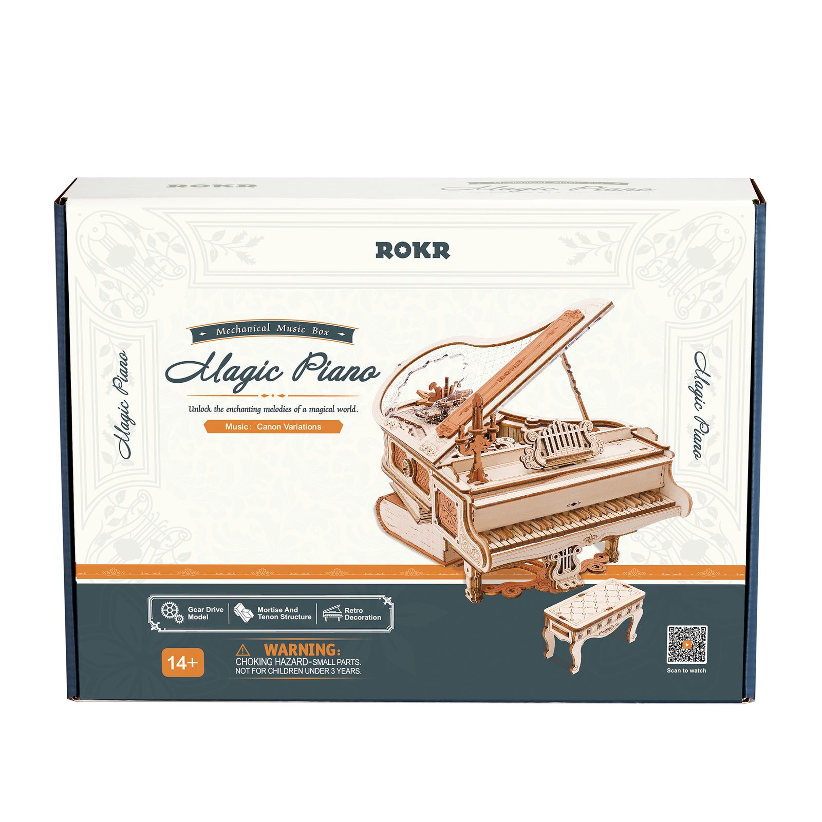Muziekdoos Hout DIY 3D Puzzel Moving Flavor, Robotime, AMD61, 14x9x16