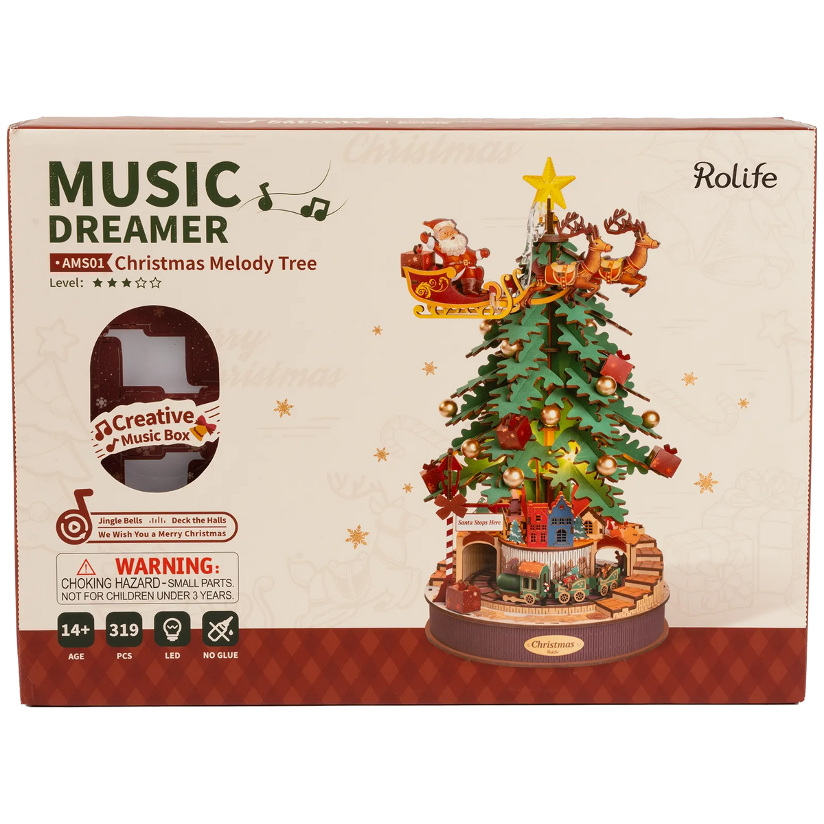 Robotime Christmas Melody Tree | Muziekdoos kerstboom hout
