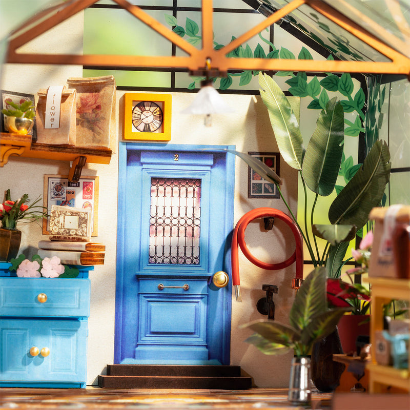 UINOFER Sunshine House DIY broeikas hout, miniatuur tuin huis zelf bouwen met meubels, creatief bouwpakket volwassenen, modelbouwset voor volwassenen en kinderen