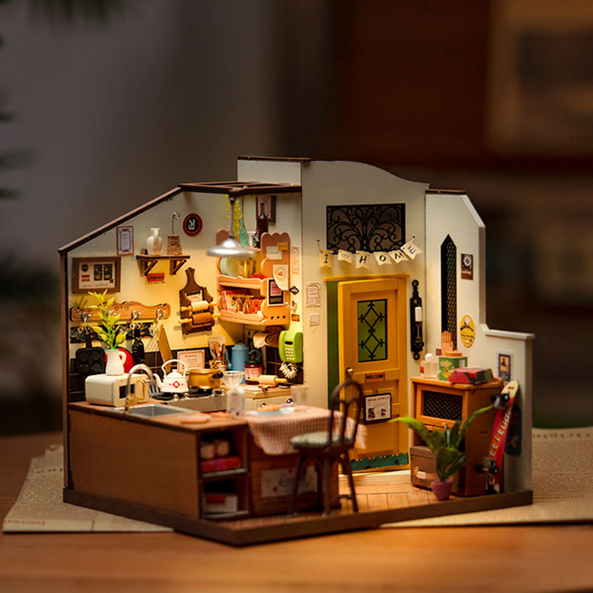 DIY-kit voor een miniatuurkamer: Jason's Kitchen DG105, Jason's Kitchen knutselset, modelbouwset voor poppenhuis, creatief cadeau, Robotime Rolife - Nederland
