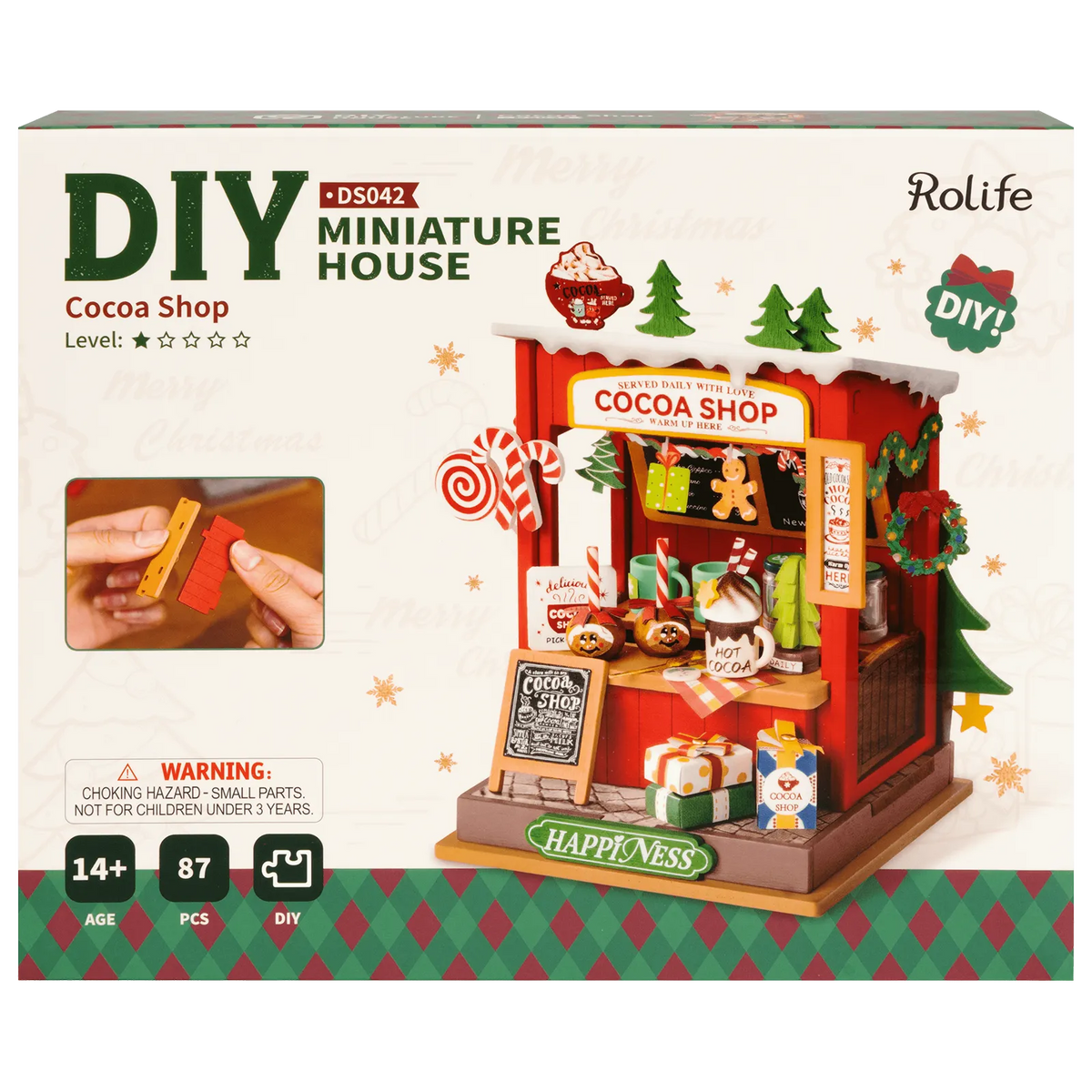 Rolife Kerstpoppenhuis, peperkoekhuis, doe-het-zelf miniatuur houten Rolife Kerstpoppenhuis, peperkoekhuis, doe-het-zelf miniatuur houten