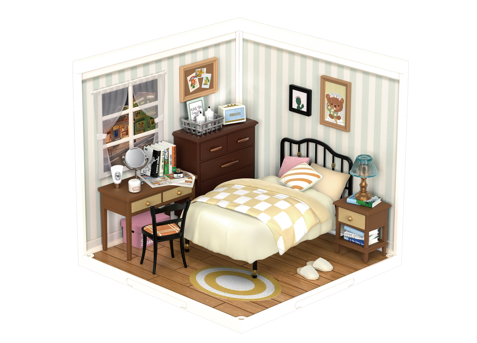 Robotime Sweet Dream Bedroom DW009 | Kunststof DIY miniatuurhuisje ...