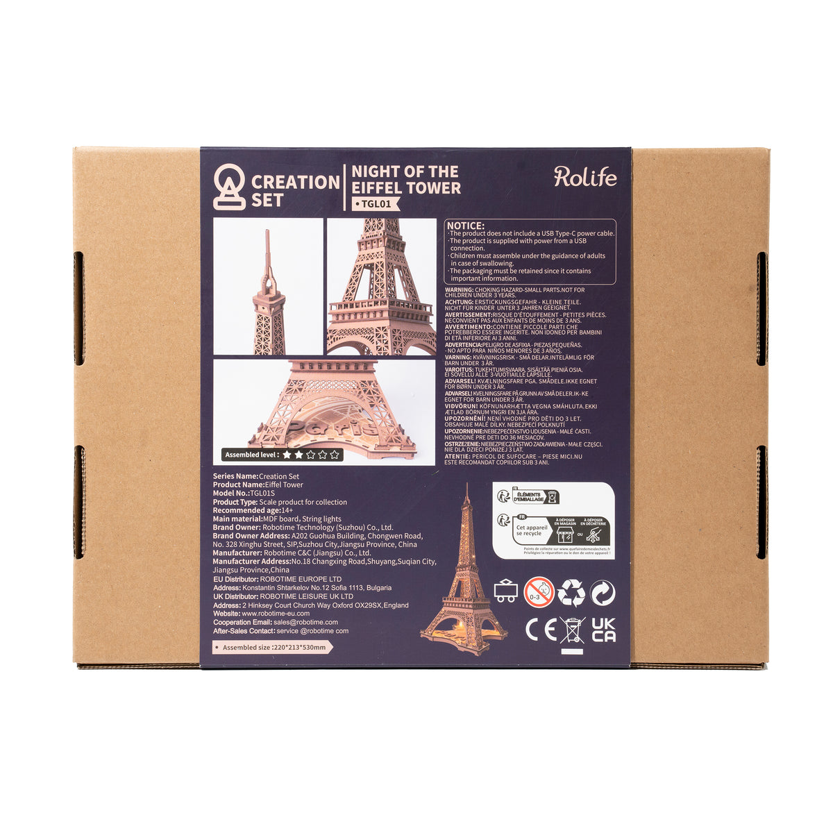 Rolife 3D Wooden Puzzles Big Ben with Lights Architecture Model NIB TG507