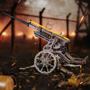 Sfeervolle presentatie van de Robotime Anti-aircraft Gun, houten bouwpakket van luchtafweergeschut dat met elastiekjes kan schieten