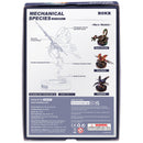 Achterkant verpakking van de Robotime Butterfly (Pink), elektrisch bouwpakket van een lichtblauwe vlinder die kan flapperen met zijn vleugels, op een roze bloem