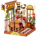 Productfoto van de Robotime Champs-Élysées Bistro, miniatuurhuisje van een romantische bistro in Parijs