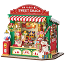 Productfoto van de Robotime Christmas Candy Stand, bouwpakket van een miniatuur snoepkraampje in kerstthema