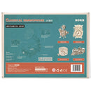 Achterkant verpakking van de Robotime Classical Gramophone, houten modelbouw van een werkende grammofoon