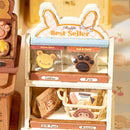 Voorverpakte koekjes gepresenteerd in een display in de Robotime Cookii Bunny’s Cookie Shop