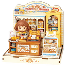 Productfoto van de Robotime Cookii Bunny’s Cookie Shop, miniatuurhuisje van een koekjeswinkel met Cookii Bunny achter de toonbank