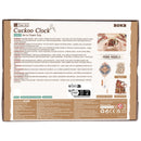 Achterkant verpakking van de Robotime Cuckoo Clock Naturel Hout, houten bouwpakket van een koekoeksklok in naturel houtkleur