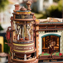 De koffiemolen boven in de toren van de Robotime Dream Coffee Factory
