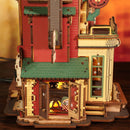 Detail van de deurtjes aan de zijkant van de Robotime Dream Gift Factory