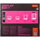 Achterkant verpakking van de Robotime Dust Cover Portrait L, kunststof bouwpakket voor een display case van 230mm lang, 230mm breed en 292mm hoog (binnenmaten)