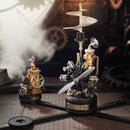 Morse Telegraph en Da Vinci Helicopter uit de Industrial City series aan elkaar gelinkt met de Robotime Electric Connector