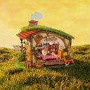 Sfeervolle presentatie van de Robotime Fluffy Grove, bouwset voor een sprookjesachtig miniatuurhuisje met een natuurthema