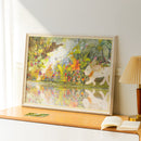 Sfeervolle presentatie van de Robotime Forest Party, 1.000 stukjes legpuzzel van mysterieuze kleine wezens en een grote puppy in het bos, gereflecteerd in het water