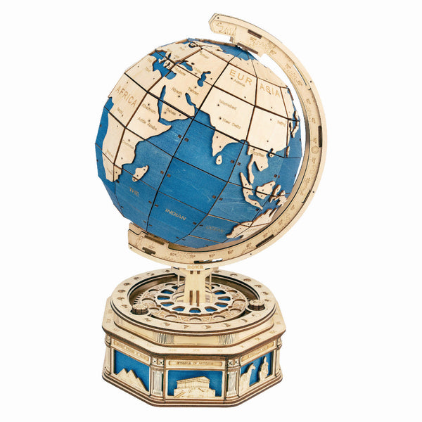 Productfoto van de Robotime Globe Super Size, houten modelbouw van een grote wereldbol
