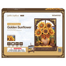 Voorkant verpakking van de Robotime Golden Sunflower, houten diorama bouwpakket geïnspireerd op van Gogh’s zonnebloemen
