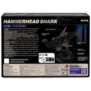 Achterkant verpakking van de Robotime Hammerhead Shark, metalen bouwpakket voor een futuristische hamerhaai met licht en beweging