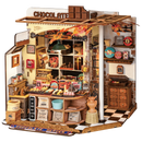 Productfoto van de Robotime Henry’s Chocolate, miniatuurhuisje van een ouderwets chocoladewinkeltje