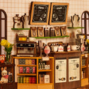 De bar achter de toonbank van het café in de Robotime Holiday Café