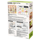 Achterkant verpakking van de Robotime Holiday Tea Time, kunststof miniatuur huiskamertje waar een gezellig theemomentje plaatsvindt