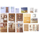 Inhoud van de verpakking van de Robotime Library of Wonders, book nook houten bouwpakket van een ouderwetse, luxueuze bibliotheek