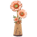 Productfoto van de Robotime Light Orange Gerbera, houten bouwpakket van een lichtoranje gerbera