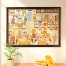 Sfeervolle presentatie van de Robotime Lively Puppies’ Bakery, 1.000 stukjes legpuzzel van een gezellige bakkerij met antropomorfe, winkelende honden