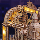 Een vliegtuigje vliegt tussen de bezienswaardigheden van de Robotime London Sightseeing Walk