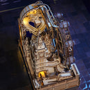 Bovenaanzicht van de London Sightseeing Walk, houten bouwpakket van een knikkerbaan met een thema van Londense bezienswaardigheden