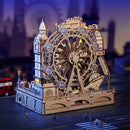 Achterkant van de Robotime London Sightseeing Walk, met de London Eye duidelijk in beeld