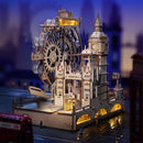 Sfeervolle presentatie van de Robotime London Sightseeing Walk, houten bouwpakket van een knikkerbaan met een thema van Londense bezienswaardigheden