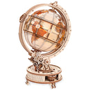 Productfoto van de Robotime Luminous Globe, elektrisch, houten bouwpakket van een draaiende, lichtgevende wereldbol