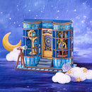 Sfeervolle presentatie van de Robotime Magic Astronomy Shop, bouwpakket voor een miniatuurhuisje van een winkel in sterrenkunde