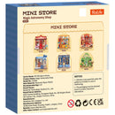 Achterkant verpakking van de Robotime Magic Astronomy Shop, bouwpakket voor een miniatuurhuisje van een winkel in sterrenkunde