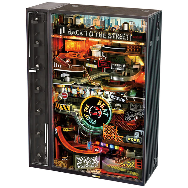 Productfoto van de Robotime Marble Run Hip-Hop Street, kunststof knikkerbaan bouwpakket met urban hip-hop thema 