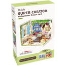 Voorkant verpakking van de Robotime Midsummer Dream Yard, kunststof miniatuur terras met gedekte tafel, pergola en meubelen