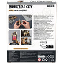 Achterkant verpakking van de Robotime Morse Telegraph, modelbouwpakket van een elektrische telegraaf