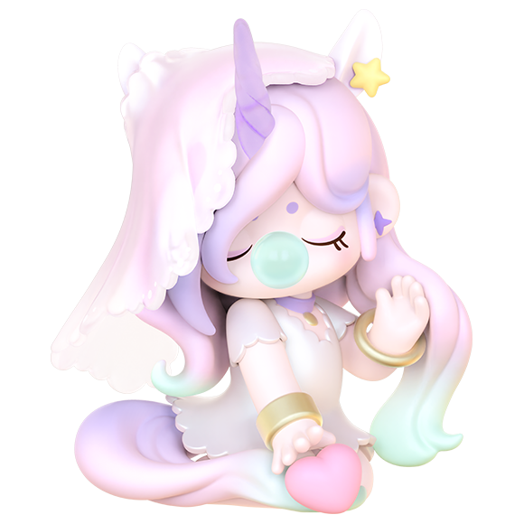 Unicorn variant van de Robotime Nanci Museum of Fantasy blind box serie