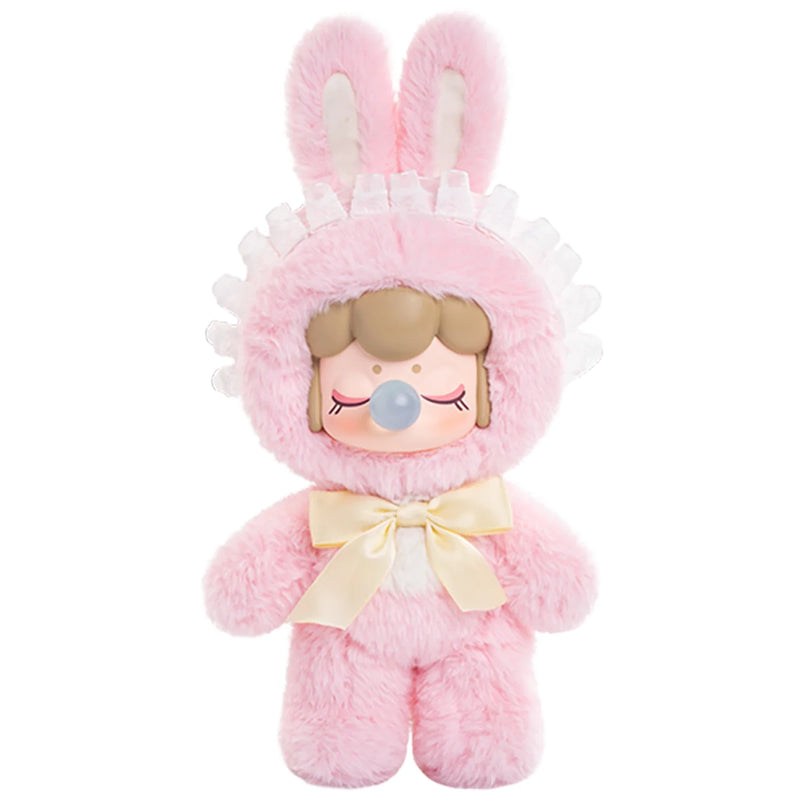 De roze kleurvariant van de Robotime Nanci Shining Bunny, blind box van een schattig figuurtje in konijnenpak in verschillende kleuren