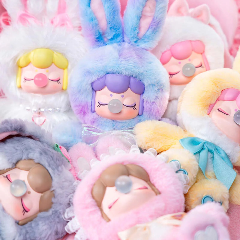 Zes kleurvarianten van de Robotime Nanci Shining Bunny, blind box van een schattig figuurtje in konijnenpak in verschillende kleuren