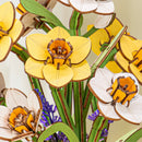 Witte en gele bloemen in de Robotime Narcissus