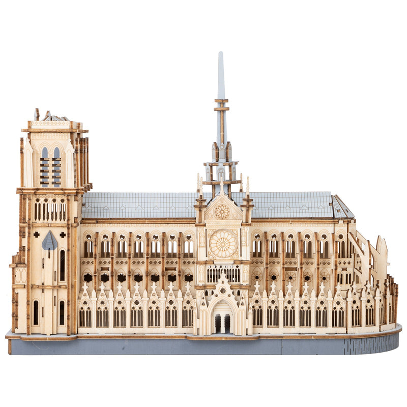 Productfoto van de Robotime Paris Cathedral, houten modelbouw van de Notre-Dame in Parijs