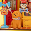 Hondje voor de deur van de Robotime Pawfect Pet Shop