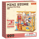 Voorkant verpakking van de Robotime Pawfect Pet Shop, bouwpakket voor een miniatuurhuisje van een schattige dierenwinkel