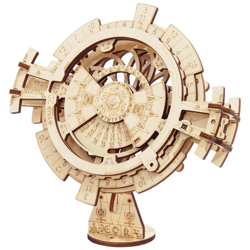 Productfoto van de Robotime Perpetual Calendar, houten modelbouw van een eeuwige kalender